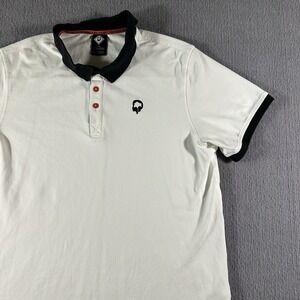 Outdoor Afro X REI Co-op Polo Shirt Mens Large White Black Cotton Golf Tennis‎
